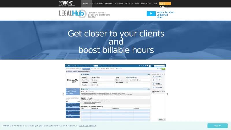 Homepage of PBworks Legal Hub