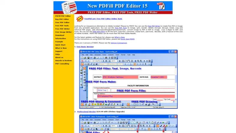 Homepage of PDFill