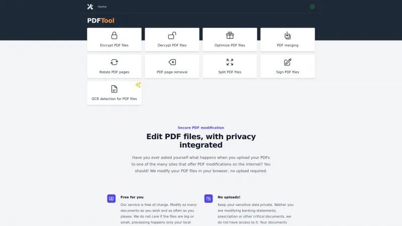 Homepage of PDFTool