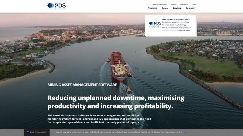 Homepage of PDS Asset Management Software