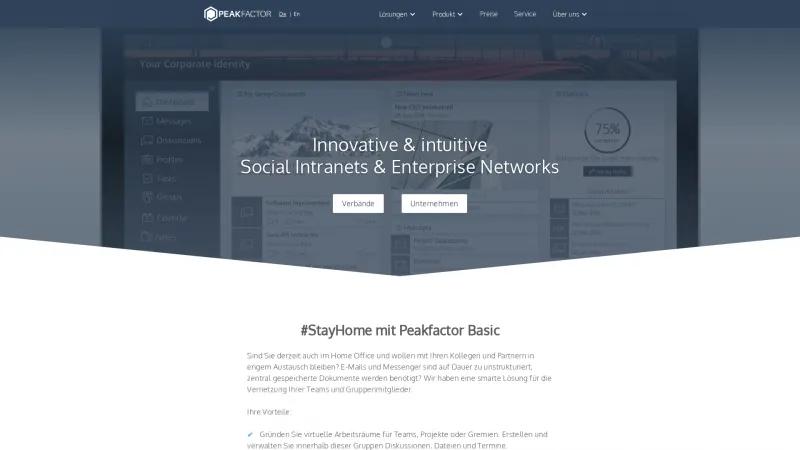 Homepage of Peakfactor