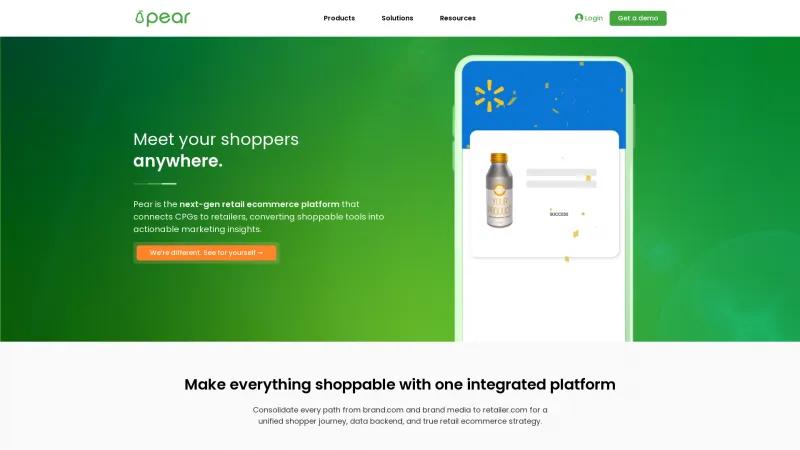 Homepage of Pear Commerce