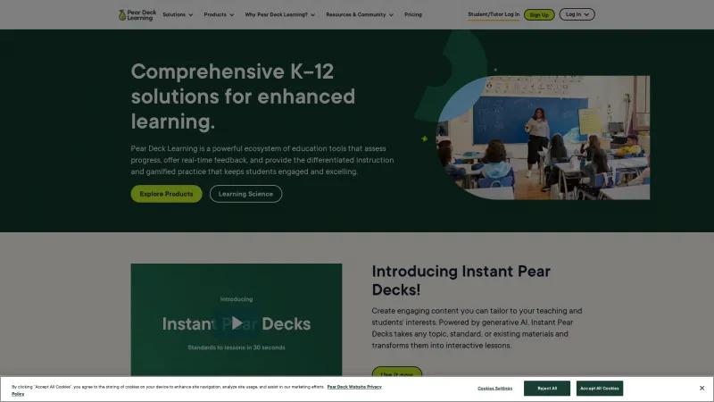 Homepage of Pear Deck