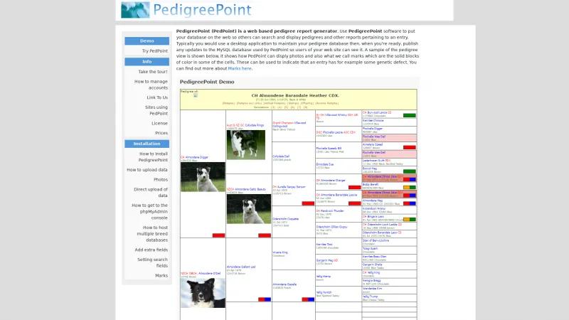 Homepage of PedigreePoint