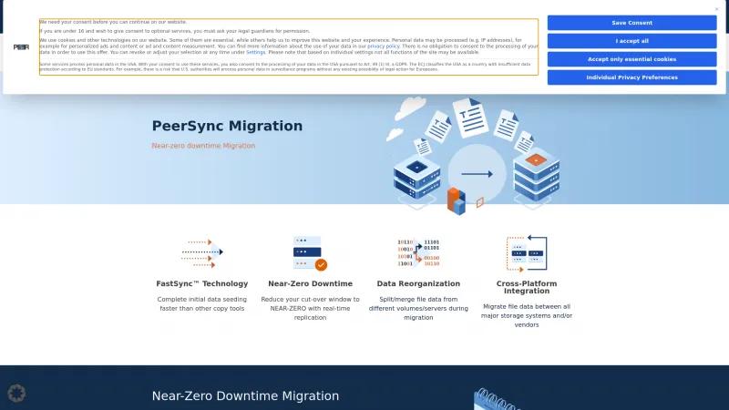 Homepage of PeerSync Migration