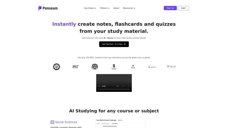 Homepage of Penseum