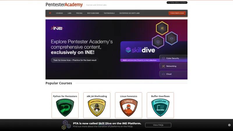 Homepage of Pentester Academy