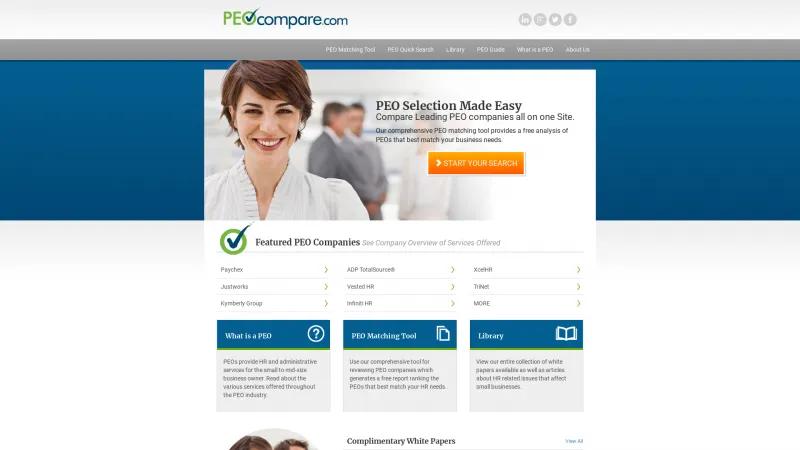 Homepage of PEOCOMPARE