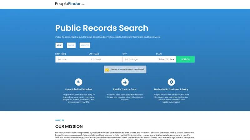 Homepage of PeopleFinder