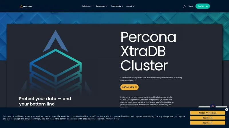 Homepage of Percona XtraDB Cluster