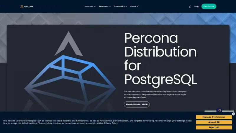 Homepage of Percona Distribution for PostgreSQL