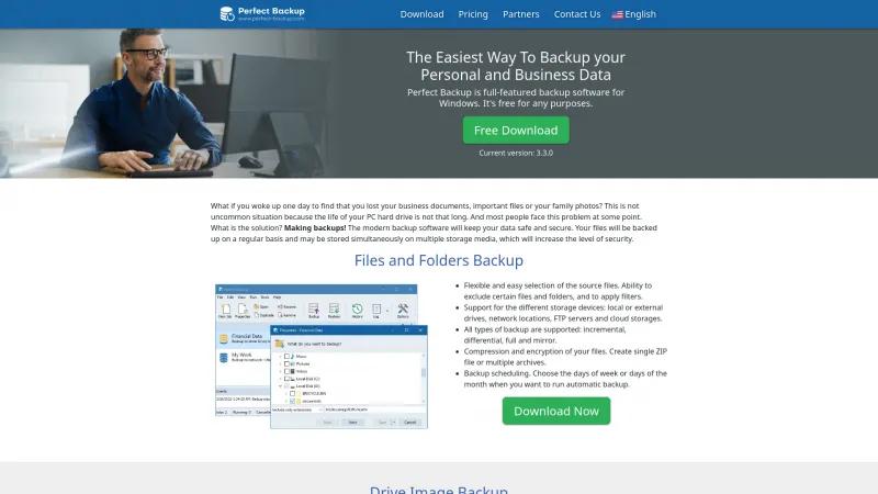 Homepage of Perfect Backup