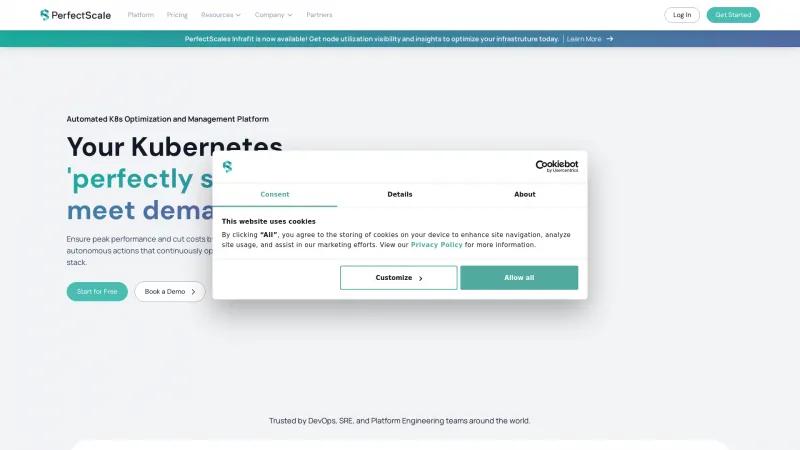 Homepage of PerfectScale