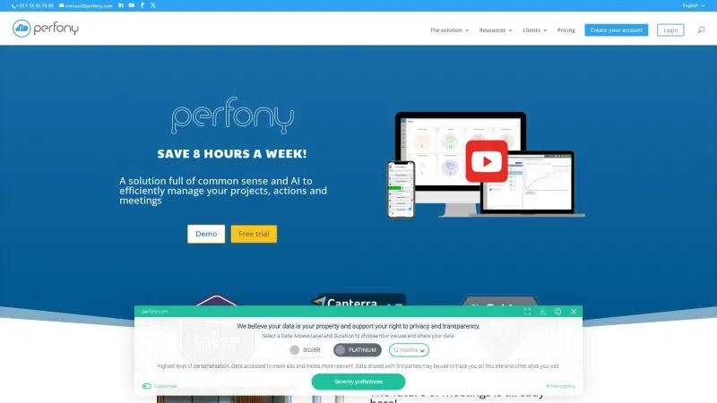 Homepage of Perfony