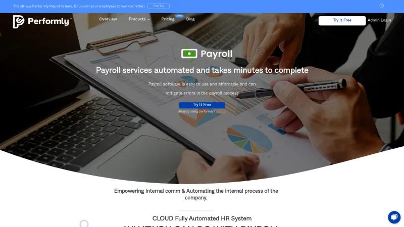 Homepage of Performly Payroll