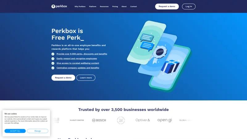 Homepage of Perkbox