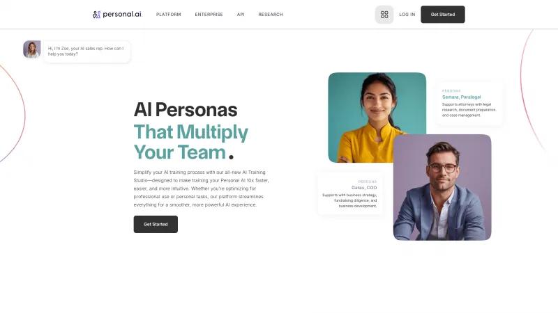 Homepage of Personal AI