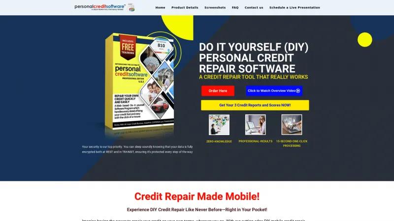 Homepage of Personal Credit Repair Software