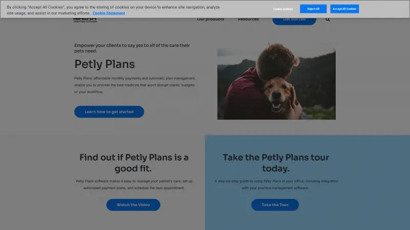 Homepage of Petly Plans