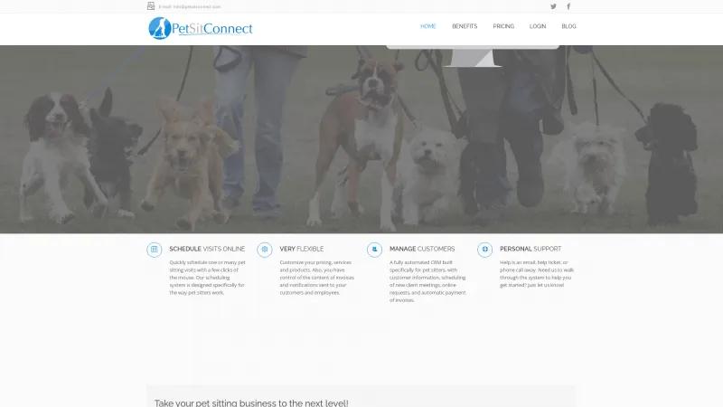 Homepage of PetSitConnect