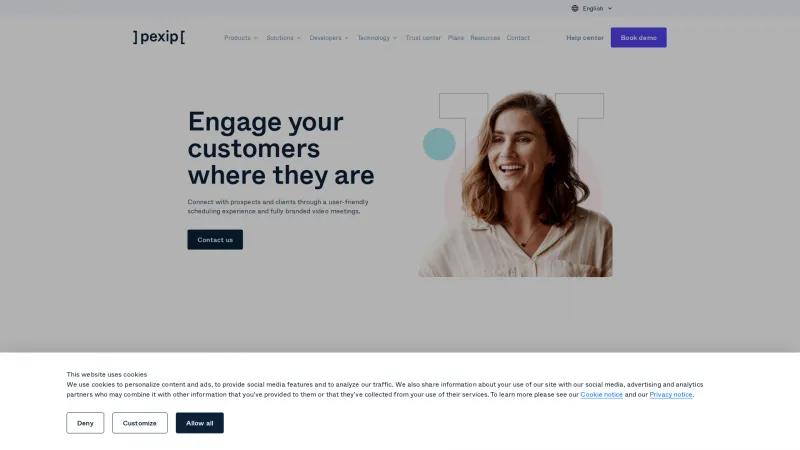 Homepage of Pexip Engage