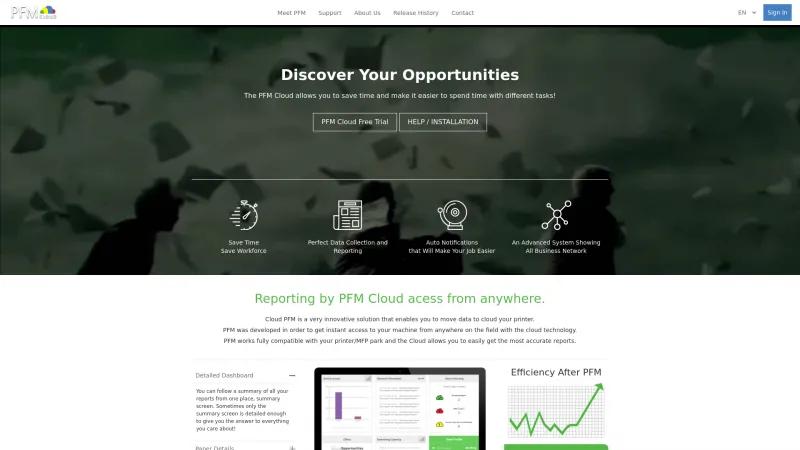 Homepage of PFM Cloud