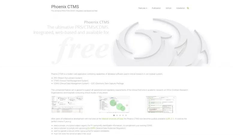 Homepage of Phoenix CTMS