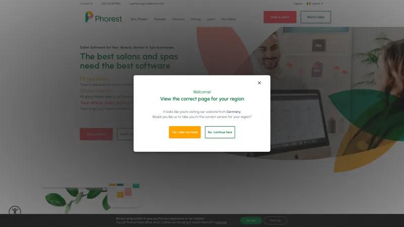 Homepage of Phorest Salon Software