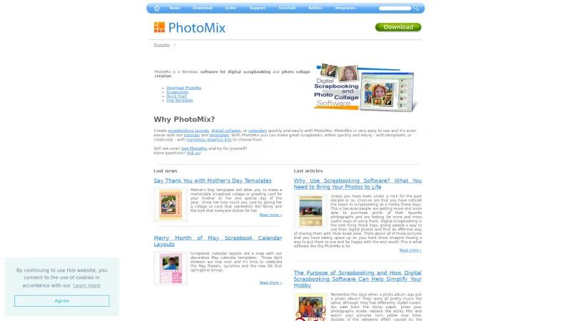 Homepage of PhotoMix