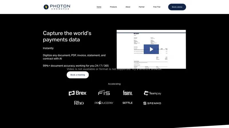 Homepage of Photon Commerce