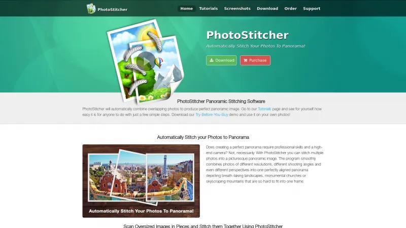 Homepage of PhotoStitcher