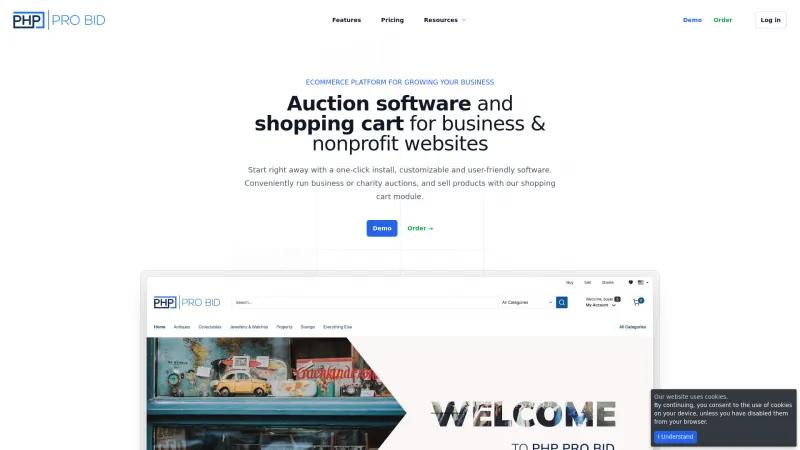 Homepage of PHP Pro Bid