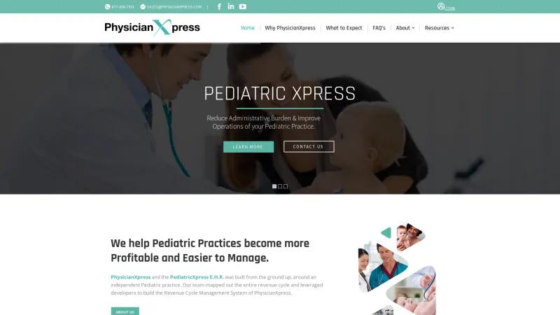 Homepage of PhysicianXpress