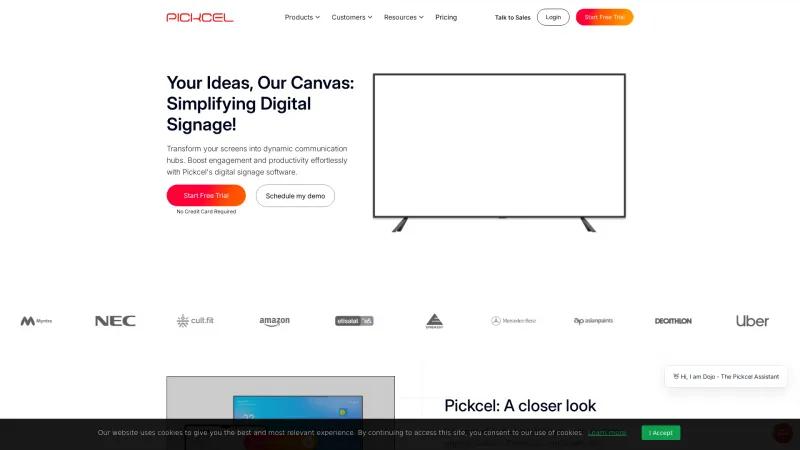 Homepage of Pickcel Digital Signage