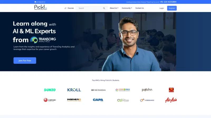 Homepage of Pickl.AI