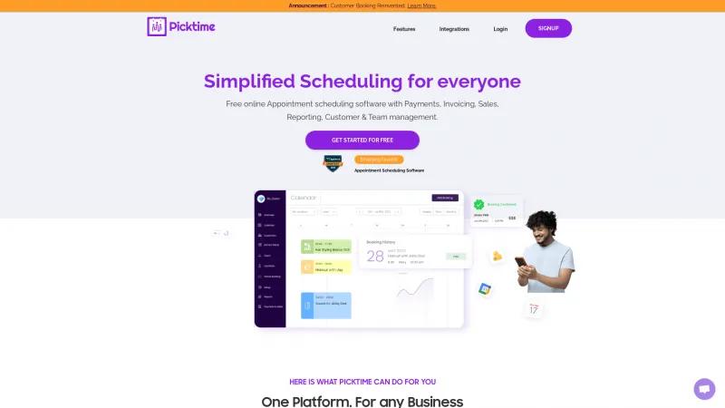 Homepage of Picktime