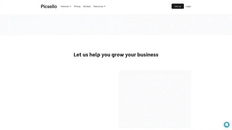 Homepage of Picsello