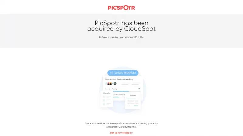 Homepage of PicSpotr