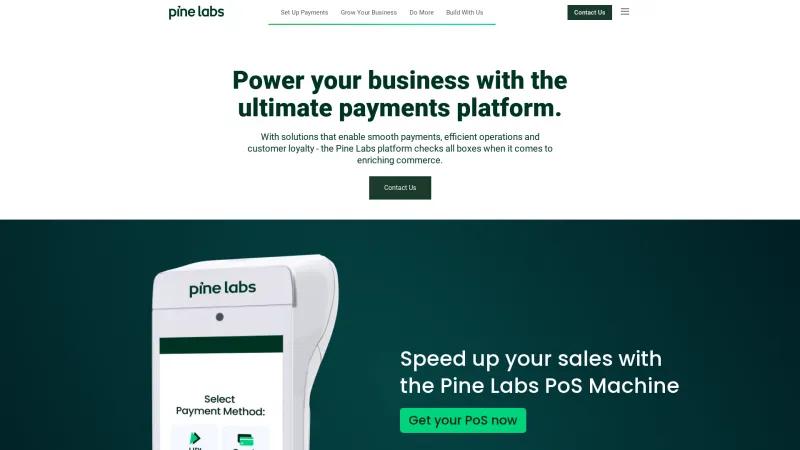 Homepage of Pine Labs