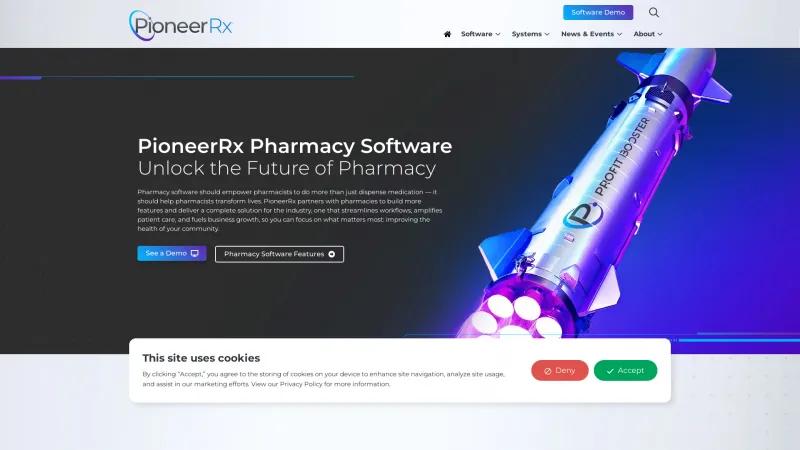 Homepage of PioneerRX