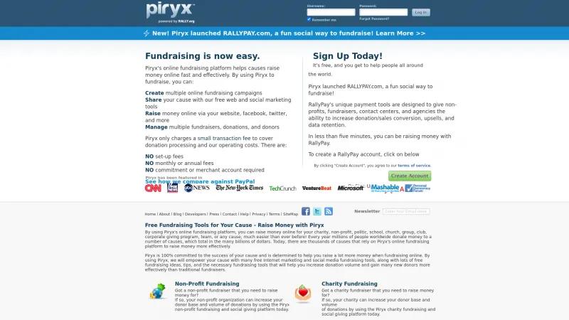 Homepage of Piryx