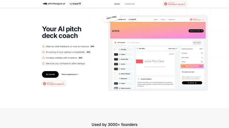 Homepage of Pitch League AI