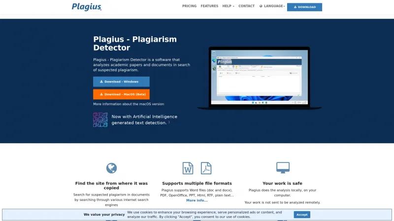 Homepage of Plagius