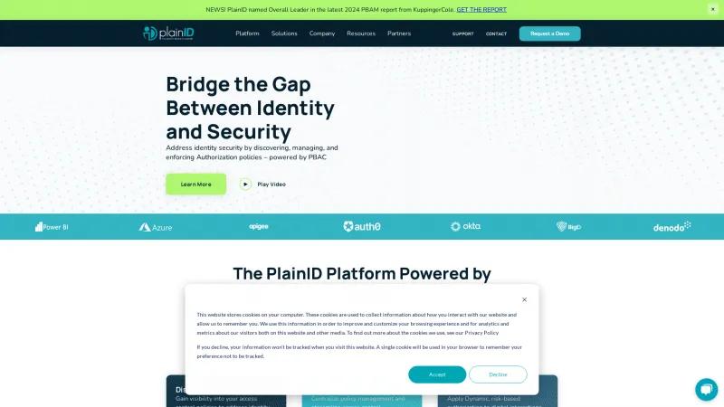 Homepage of PlainID