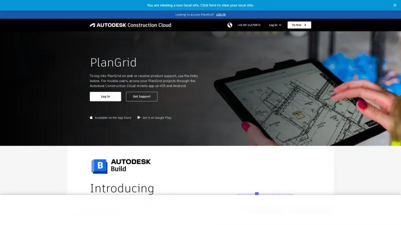 Homepage of PlanGrid