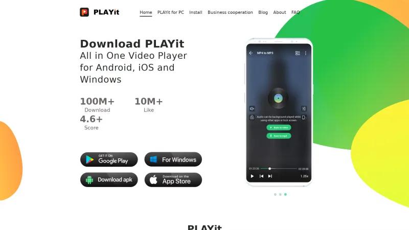 Homepage of PLAYit