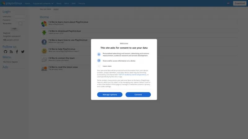 Homepage of PlayOnLinux