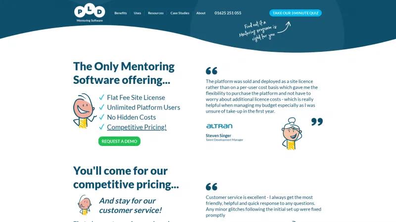 Homepage of PLD Mentoring Platform