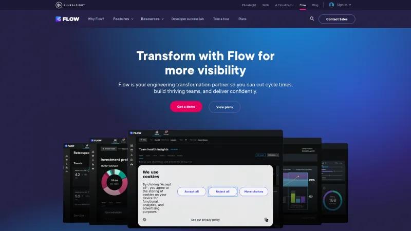 Homepage of Pluralsight Flow