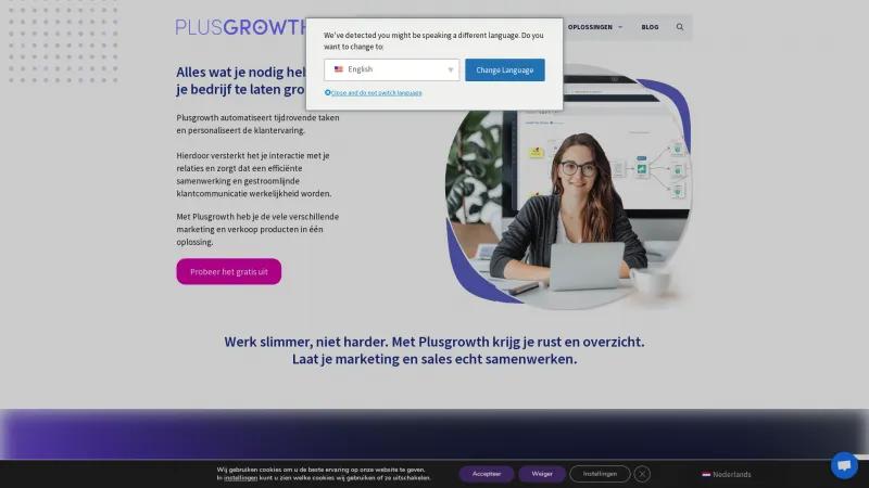 Homepage of Plusgrowth